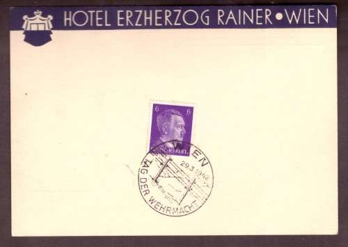 Germany. Post cart from Hotel Herzog in Wien. 29-3-1942 is Wehrmacht Day.6pf.stamp.
