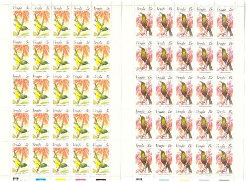 South Africa Venda 1981 issue  mini sheets.Sunbirds