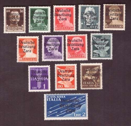 Germany.  1944 Italien stamps oveprint Zara .set to 2Lire.
