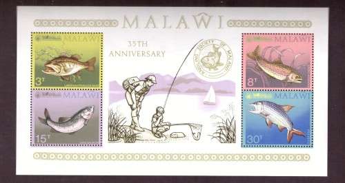 Malawi .Souvenir sheet .35thAnniversary of Angling Socieity. MNH