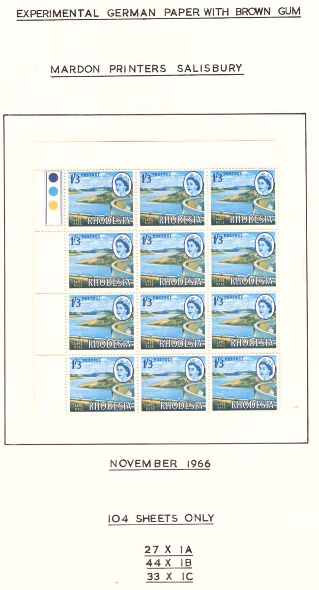 Rhodesia  1966-70  issue. SACC #151 A.  block of 12  Hinge on margin. Experimental .