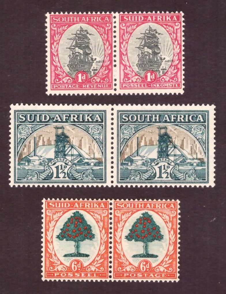 1933-48 UNIONof South Africa.1d-1.5d-6d. SACC#56-57-60. MNH.