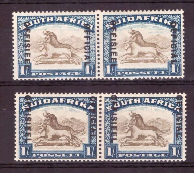1930-47  UNION  of South Africa. OFFICIAL SACC#17-19mm inv wmk.#18-21mm Shift oveprint.  MNH