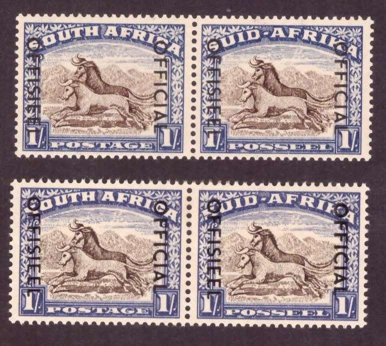 1950-54 UNION  of South Africa. OFFICIAL SACC#46-46a.  1/   19mm.  MNH