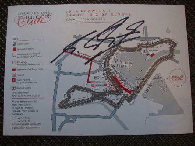 7 TIMES F1 CHAMPION M. SCHUMACHER signed F1 GP EUROPE / VALENCIA 2012 TRACKMAP