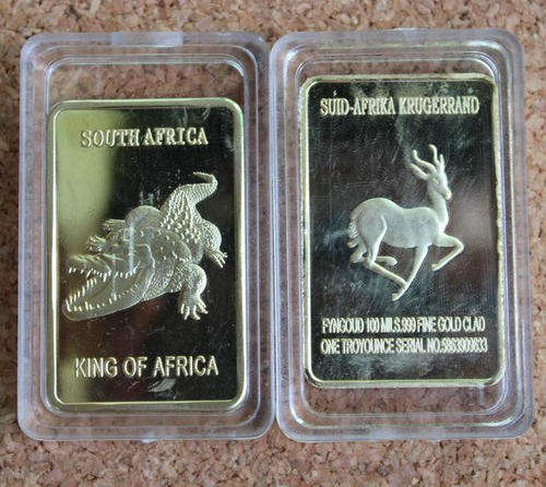 1 oz GOLD CROCODILE KING OF SOUTH AFRICA KRUGERRAND BAR 100 MILLS RARE 24K NEW