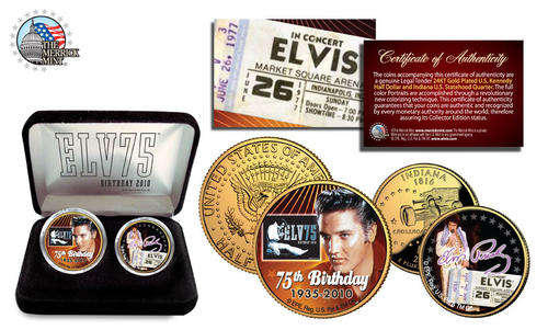 ELVIS PRESLEY 75th 24K Gold U.S. Legal Tender 2-Coin Set *Officially Licensed*