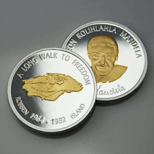 **100 AVAILABLE**Nelson Mandela 1oz Robben Island Silver/24k Gold Clad Coin