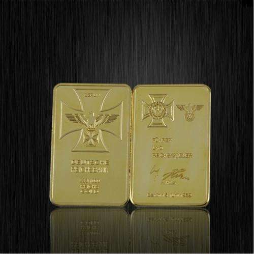 1 oz 24K GOLD PLATED GERMAN EAGLE BAR 100 MILLS