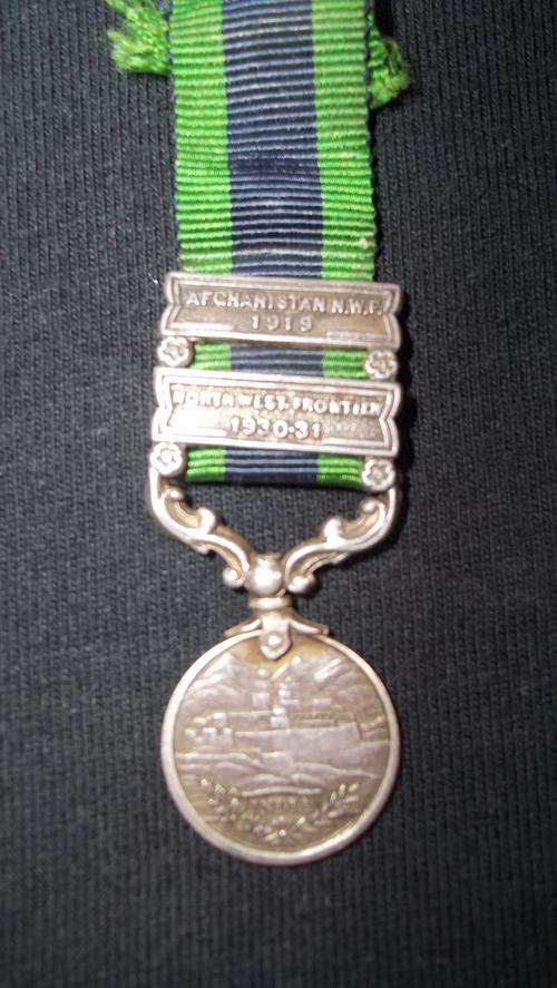 Indian General Service Miniture Medal With 1919 Afghanistan and 1930-1931 Northe West Frontier Bars