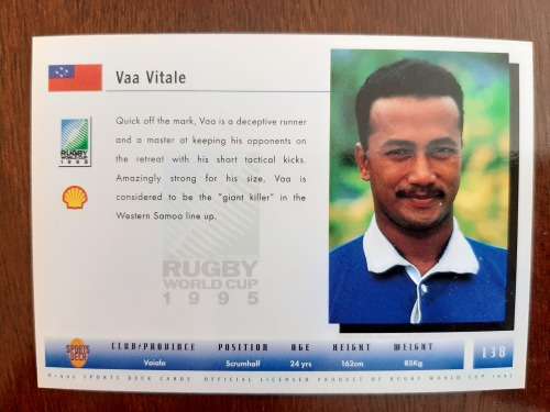 Sports Deck 1995 Rugby World Cup Collectors Cards: No 138 - Vaa Vitale (Western Samoa)