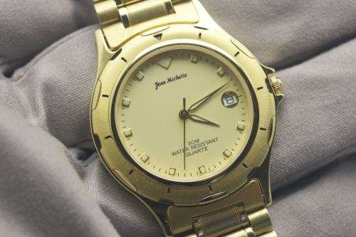 Jean Michelle Swiss Quartz Movement, Dress Watch in 23k Gold Plate