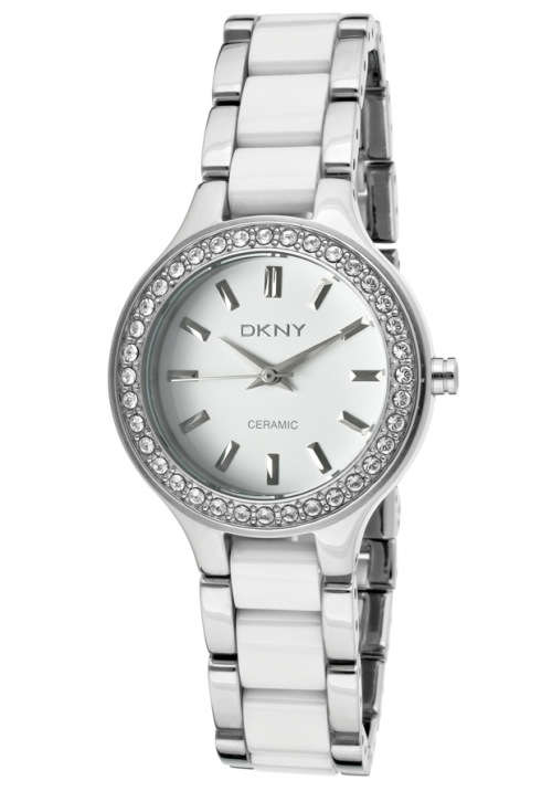 DKNY CERAMIC WITH STAINLESS STEEL LADIES WATCH- VERY PRETTY WATCH