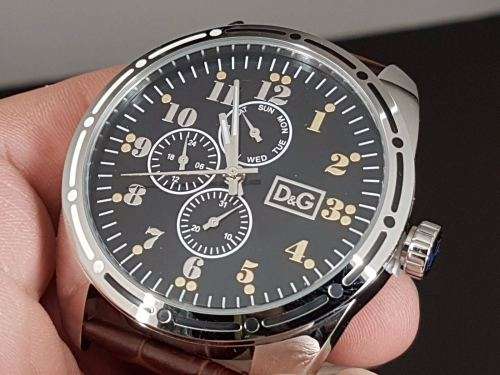 D&G Dolce & Gabbana Multifunction watch with brown strap