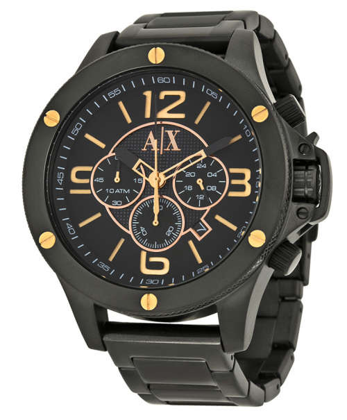 ARMANI EXCHANGE BLACK DIAL BLACK ION-PLATED CHRONOGRAPH AX1513  **Stunning Watch**