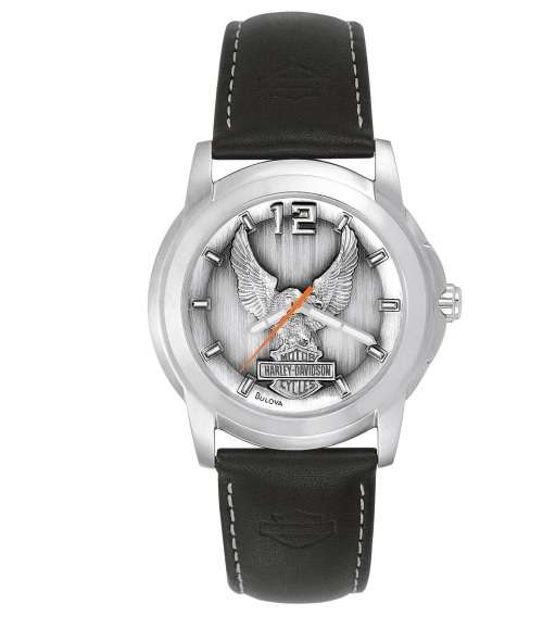 HARLEY- DAVIDSON BY BULOVA BLACK EAGLE 76A12-  QUARTZ WATCH IN BOX WITH PAPERS***LUXURY***