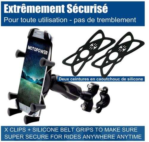 Bike or Motorcycle Cell Phone Mount - For any Smartphone & GPS - MOTOPOWER MP0619