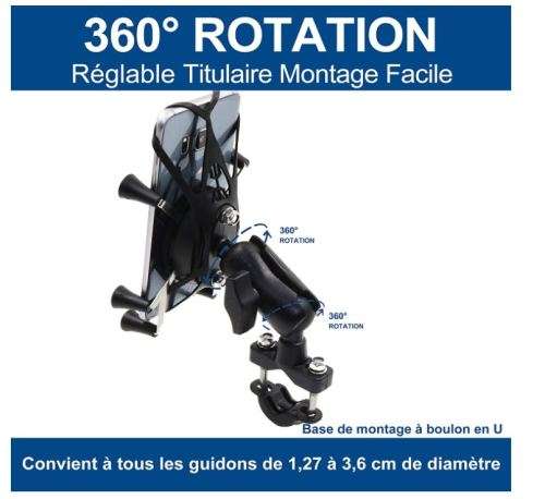 Bike or Motorcycle Cell Phone Mount - For any Smartphone & GPS - MOTOPOWER MP0619