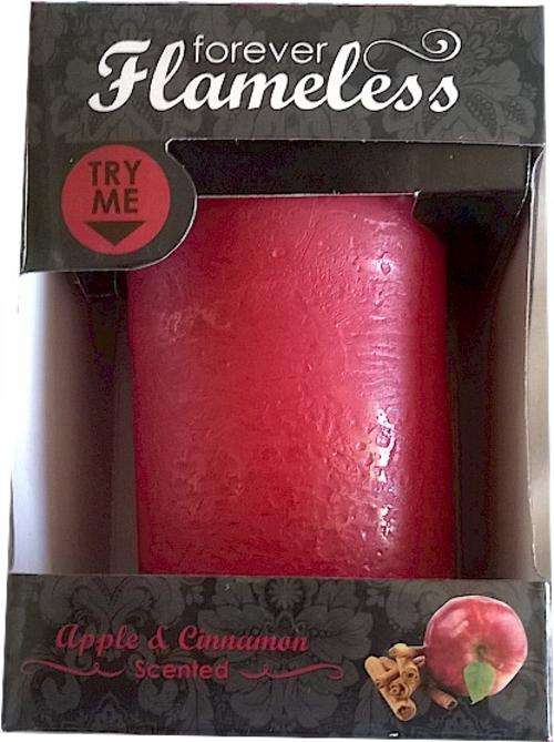FLAMELESS ROUND SCENTED WAX CANDLE - APPLE & CINNAMON (RED)