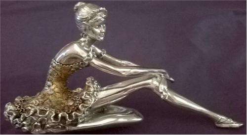 POLYRESIN BALLERINA STATUE - SILVER & GOLD COLOURS WITH JEMS