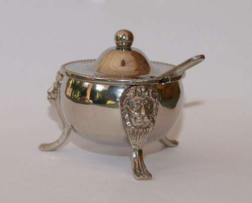 Salt Cellar with Spoon In Quality Silver Plate