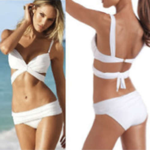 Sexy Padded Push Up Padded Trikini Bikini Swimwear White