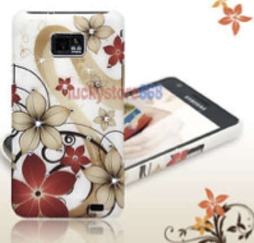 Luxury Crystal Diamond Flower Hard Back Cover Case Samsung Galaxy S2 SII i9100