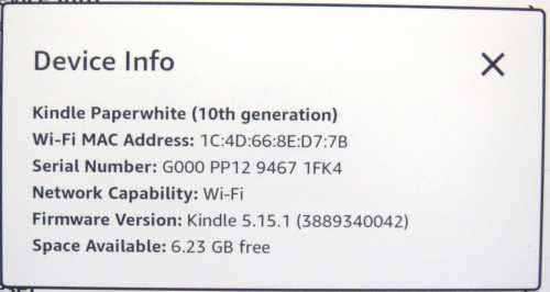 Kindle PaperWhite, Gen. 10, 6` screen, 8 GB Mem + Magnetic Cover + cables