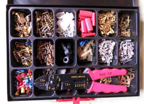 ELECTRICAL CRIMP-ON TERMINAL COLLECTION WITH CRIMPING TOOL