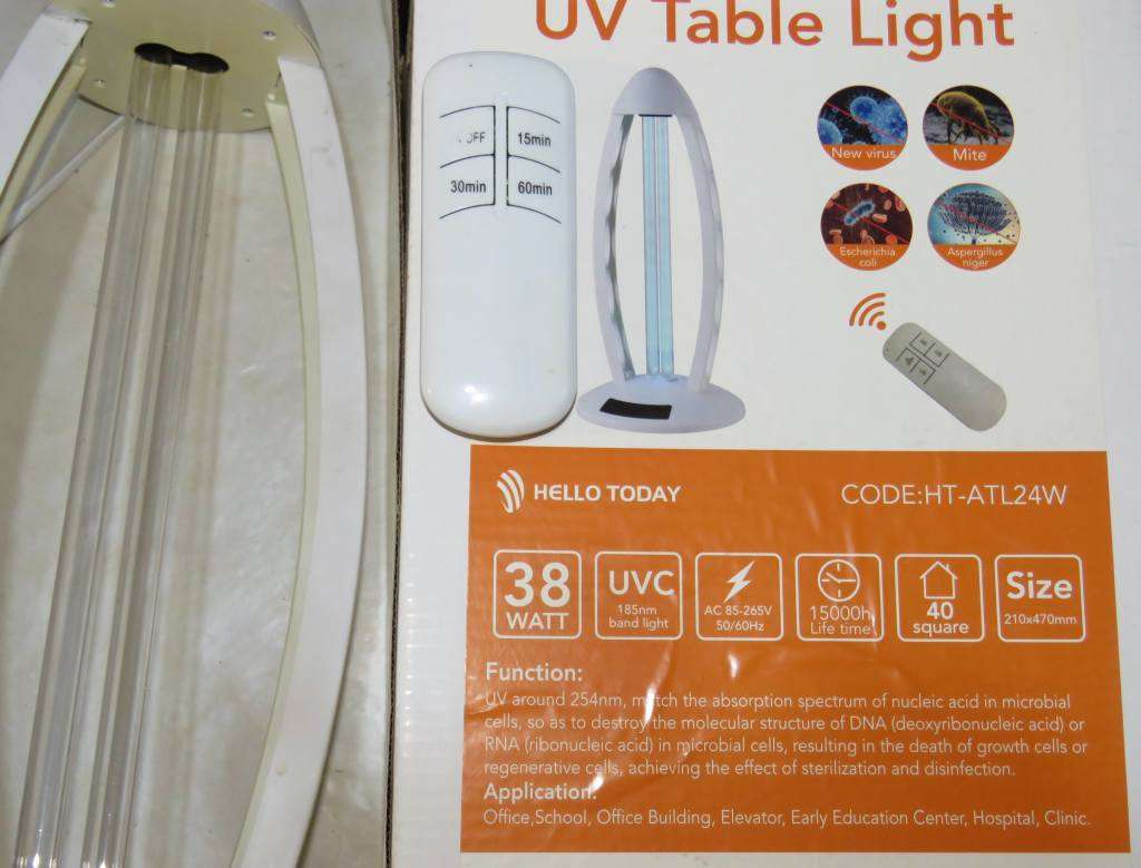 Stylish Ultraviolet Table Lamp Sanitizer with Remote Control.