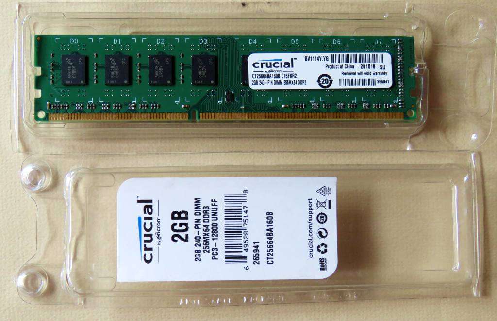 CRUCIAL NEW 4 GB (2X2GB) DR3 RAM MODULES + USED 8 GB SAMSUNG + USED 2GB KINGSTON
