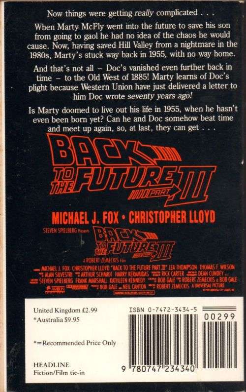 BACK TO THE FUTURE III - Robert Zemeckis & Bob Gale - 1989 Paperback