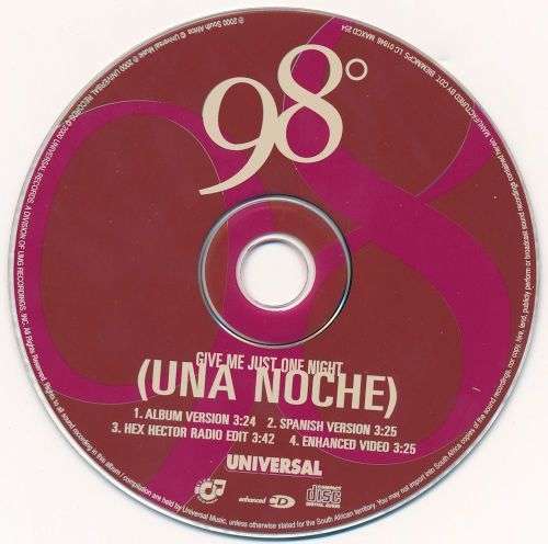 98° Degrees - Give Me Just One Night (Una Noche) CD Single - MAXCD254