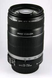 CANON  ZOOM  LENS  EF-S   55-250 mm 1: 4-5.6  IMAGE STABILIZER  +  HOOD .