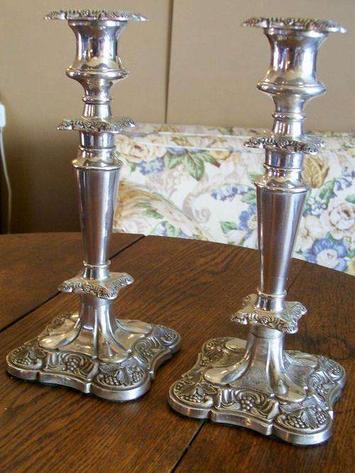 STUNNING ANTIQUE LARGE & HEAVY CANDLEHOLDERS! (VIKING REPRODUCTION MADE IN ENGLAND)