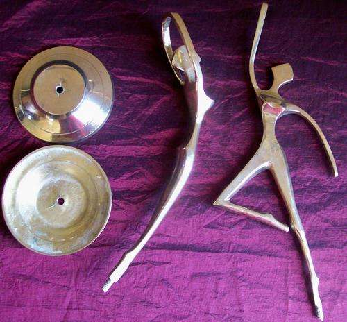 PAIR OF ART DECO LOOK SOLID BRASS BALLET DANCERS - NEEDS NUTS