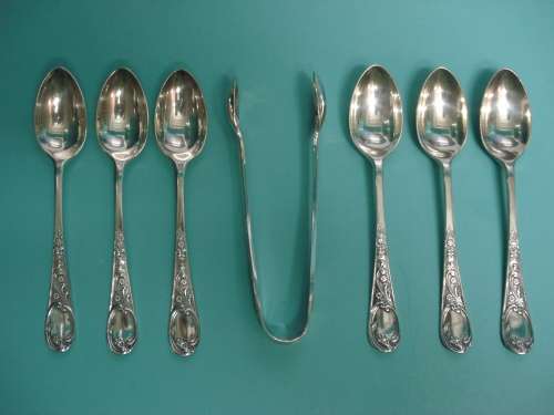 William Briggs and Co. English Sheffield silver plated Tea spoon and sugar tongs set