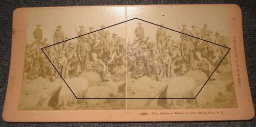 Rare Military war Stereoview Stereo card stereoscope Real photo view Boer soldiers on firing line