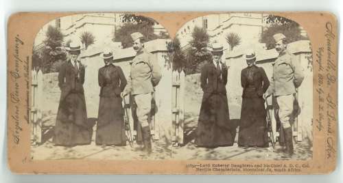 Rare Military boer war Stereoview Stereo card stereoscope Real photo Lord Roberts daughters Keystone