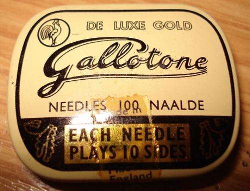 NEW  1 metal tin brand new British gold brass phonograph gramophone needles Gallotone 78 ' s record