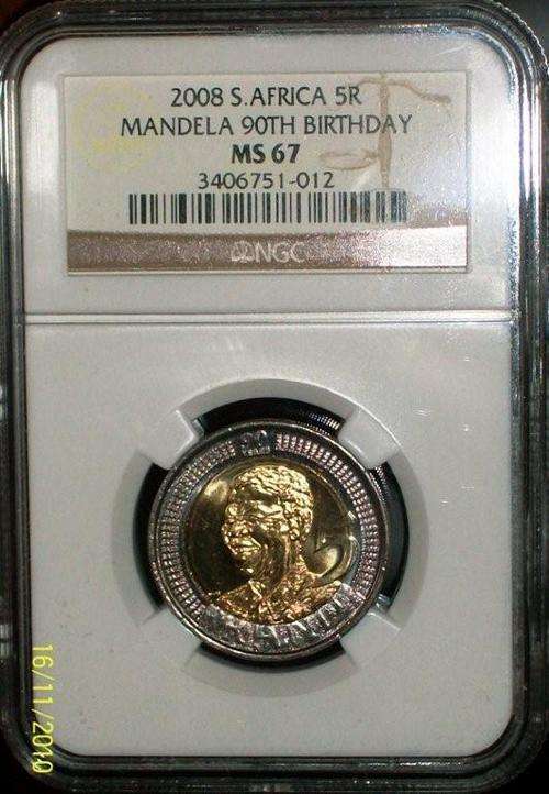 NGC graded 2008 Mandela's 90th birthday MS67 Coins