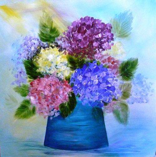 ORIGINAL PAINTING BY DALENE VICTOR - HYDRANGEAS