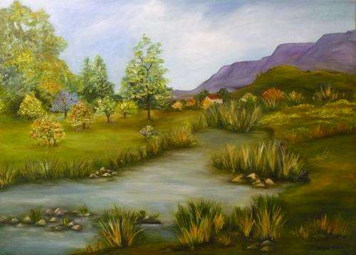 ORIGINAL OIL PAINTING BY DALENE VICTOR - LANDSCAPE  LARGE PAINTING  900 x 650