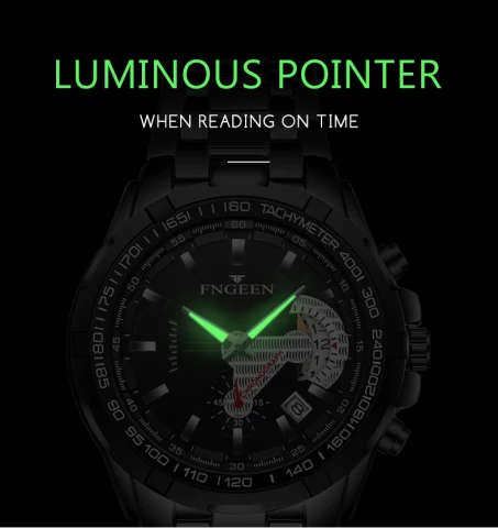 FNGEEN Quartz Watch - Stainless Steel strap/Blue face