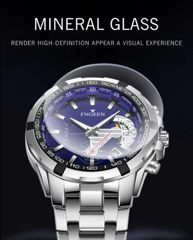 FNGEEN Quartz Watch - Stainless Steel strap/Blue face