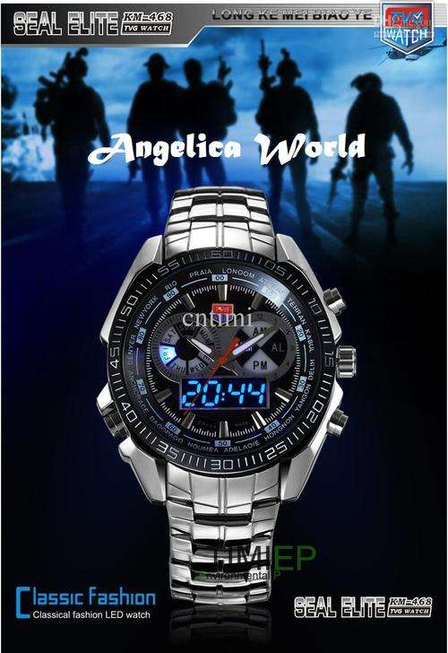 High Quality Stainless Steel Black Men's Clock Fashion Blue Binary LED Pointer Watch