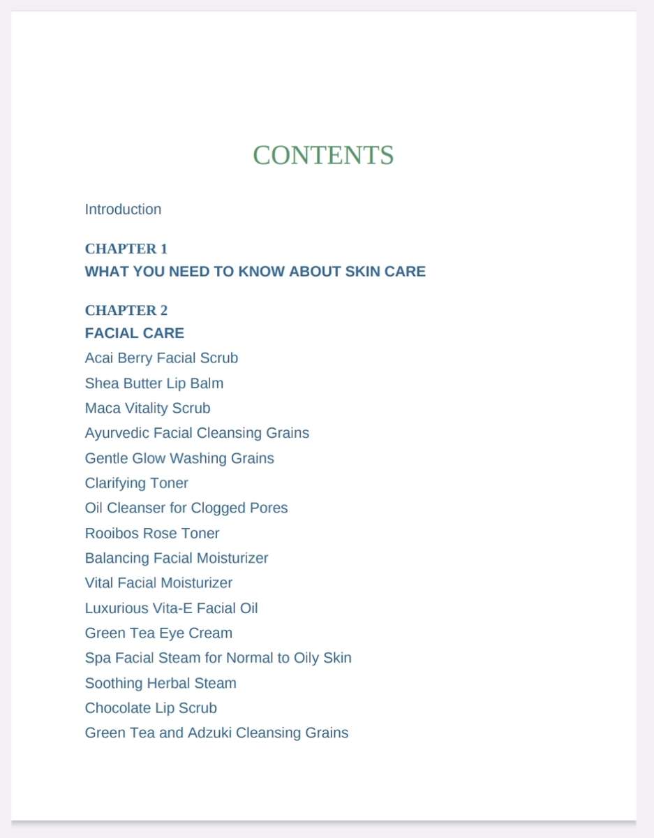 100 Organic Skin Care Recepies EBook PDF