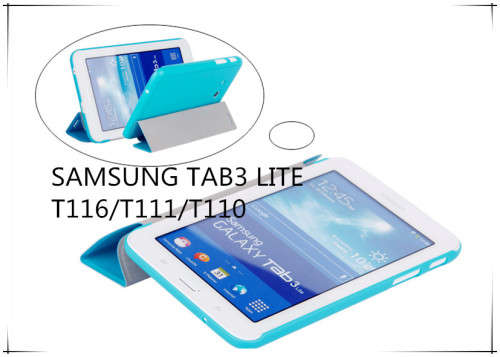 Samsung Galaxy Tab 3 Lite 7.0 3G -SM-T111 SM-T116 Silk Leather Case Folding Stand Cover