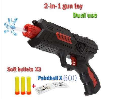 2-in-1 Shooting Gun Toy Foam Dart and Water Polymer Ball