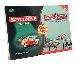 Christmas ideal gift: 2In1 Scrabble & Monopoly For 2 - 4 Players Board Game